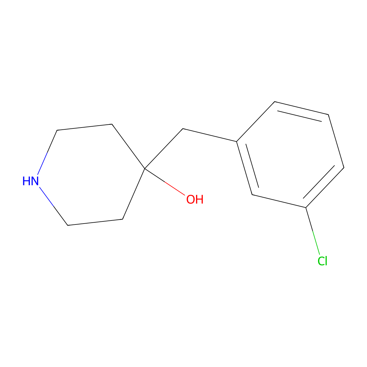 4-((3-Chlorophenyl)methyl)piperidin-4-ol molecular structure, CAS 1226037-33-7