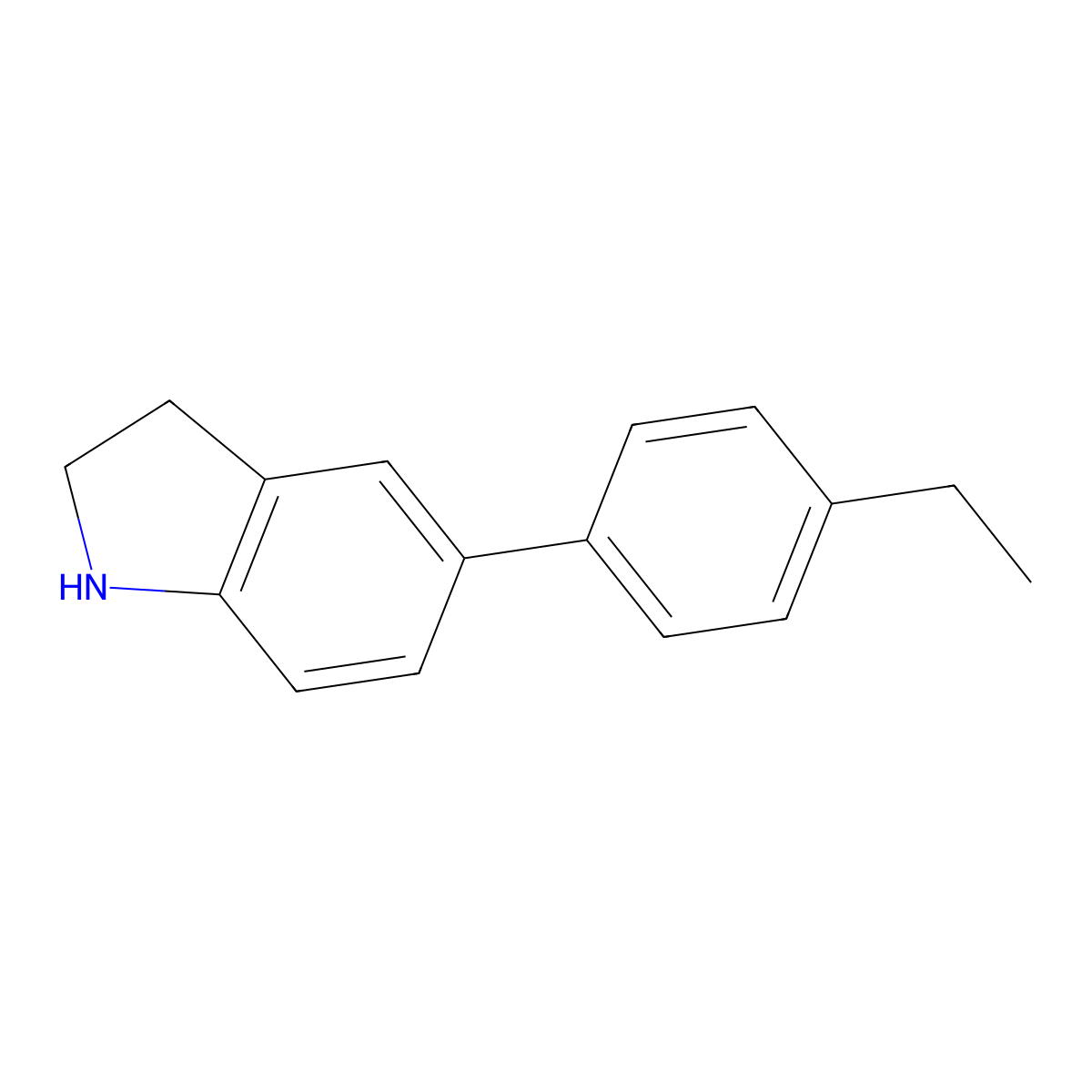 5-(4-ethylphenyl)-2,3-dihydro-1H-indole molecular structure, CAS 1226041-23-1