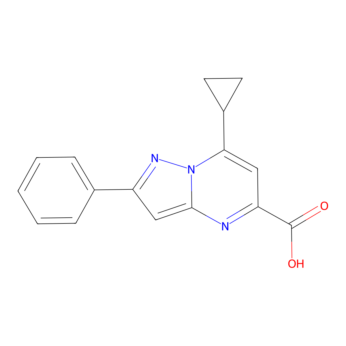 7-Cyclopropyl-2-phenylpyrazolo[1,5-a]pyrimidine-5-carboxylic acid molecular structure, CAS 1226048-12-9