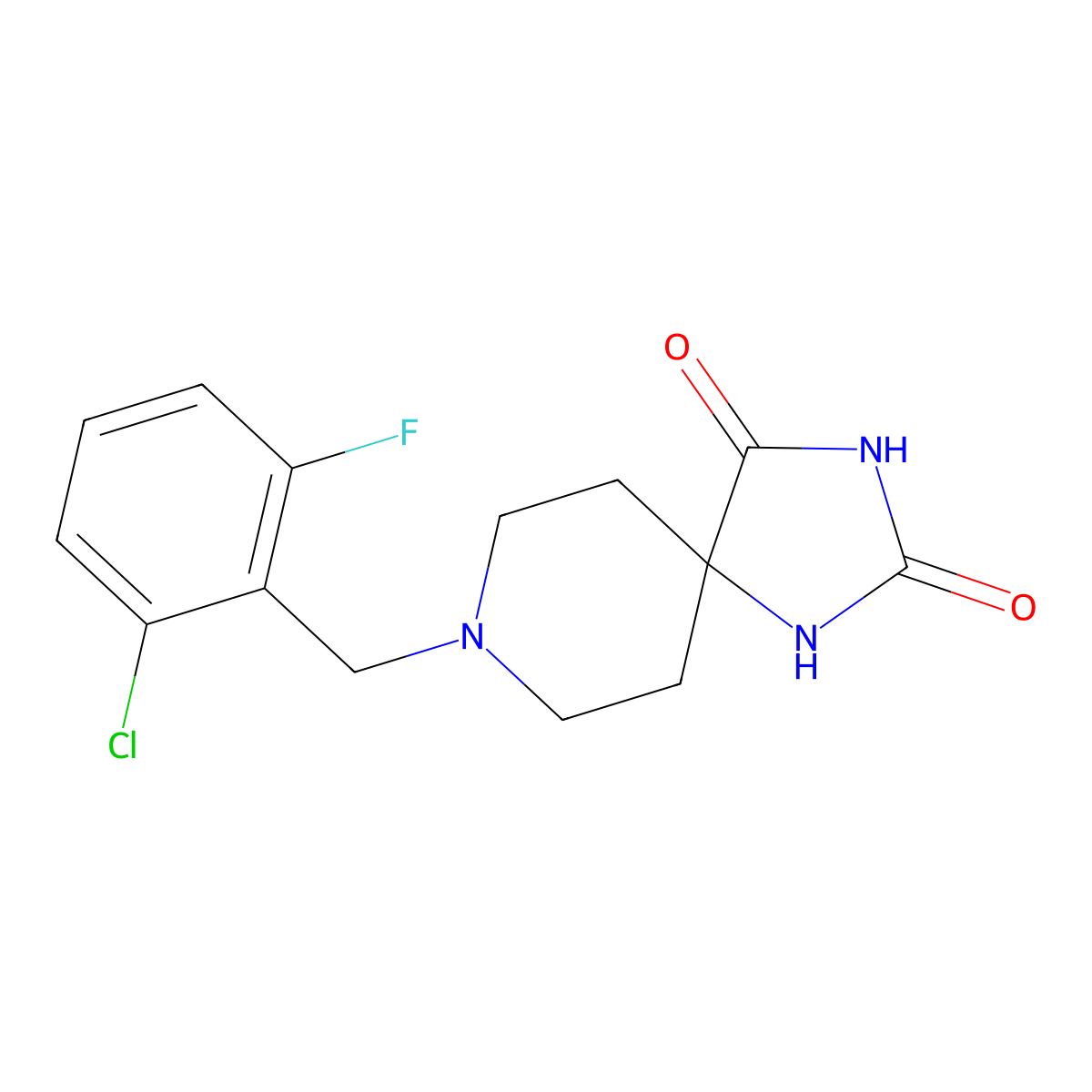 8-[(2-Chloro-6-fluorophenyl)methyl]-1,3,8-triazaspiro[4.5]decane-2,4-dione molecular structure, CAS 1226050-61-8