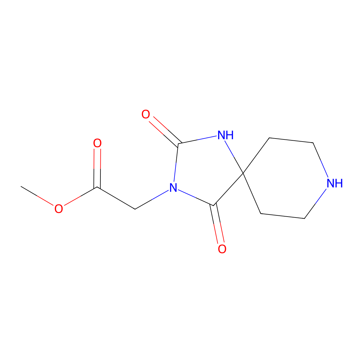 Methyl 2-{2,4-dioxo-1,3,8-triazaspiro[4.5]decan-3-yl}acetate molecular structure, CAS 1226052-70-5