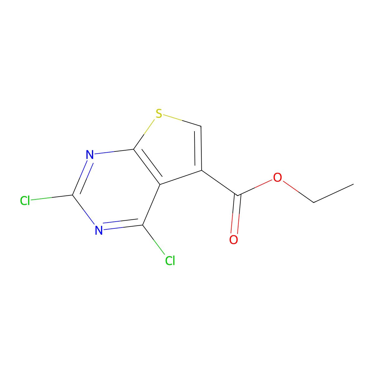 Ethyl 2,4-dichlorothieno[2,3-d]pyrimidine-5-carboxylate molecular structure, CAS 1226058-09-8