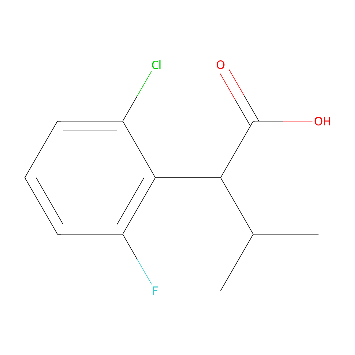 2-(2-Chloro-6-fluorophenyl)-3-methylbutanoic acid molecular structure, CAS 1226059-13-7