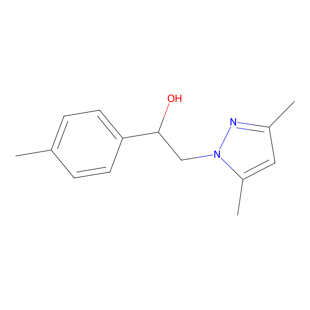 2-(3,5-Dimethyl-1H-pyrazol-1-yl)-1-(4-methylphenyl)ethan-1-ol molecular structure, CAS 122606-21-7