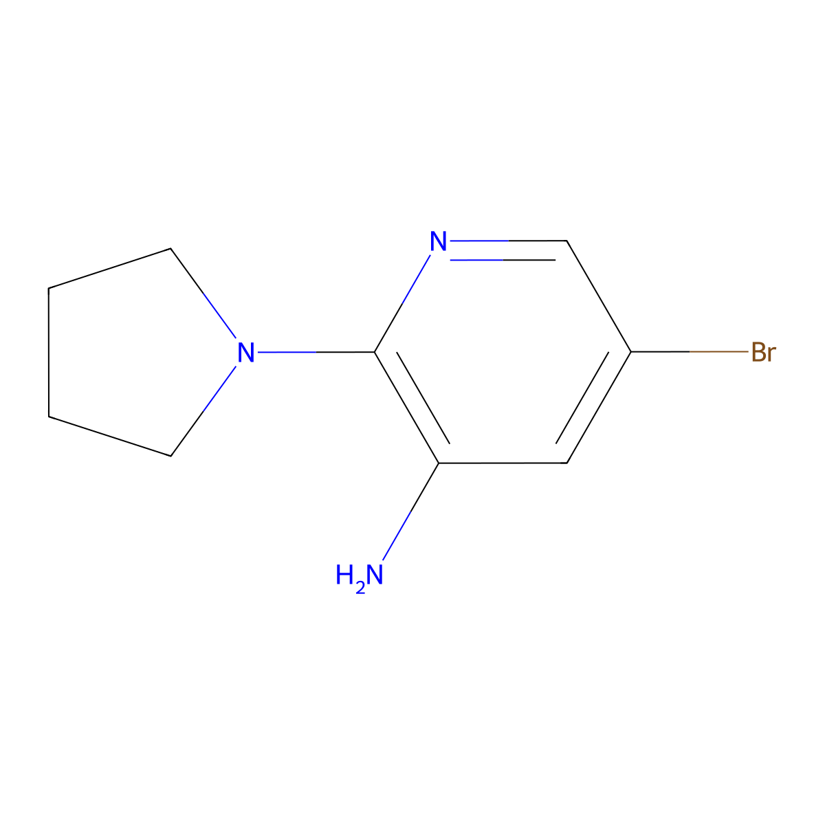 5-Bromo-2-(pyrrolidin-1-YL)pyridin-3-amine molecular structure, CAS 1226063-82-6