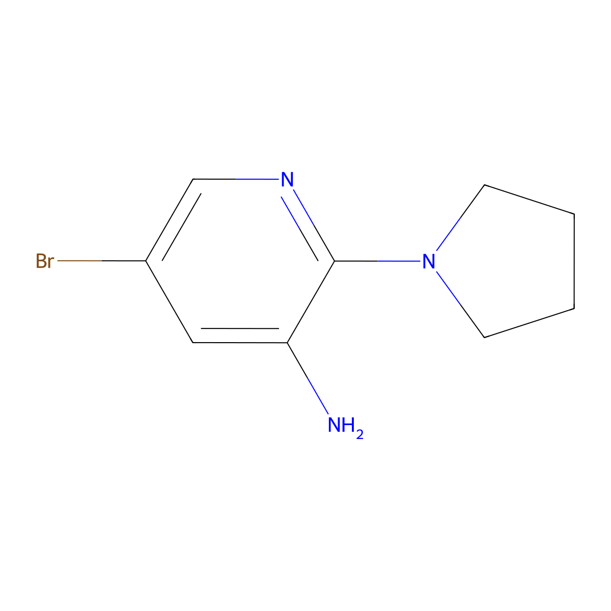 5-Bromo-2-(pyrrolidin-1-YL)pyridin-3-amine molecular structure, CAS 1226063-82-6
