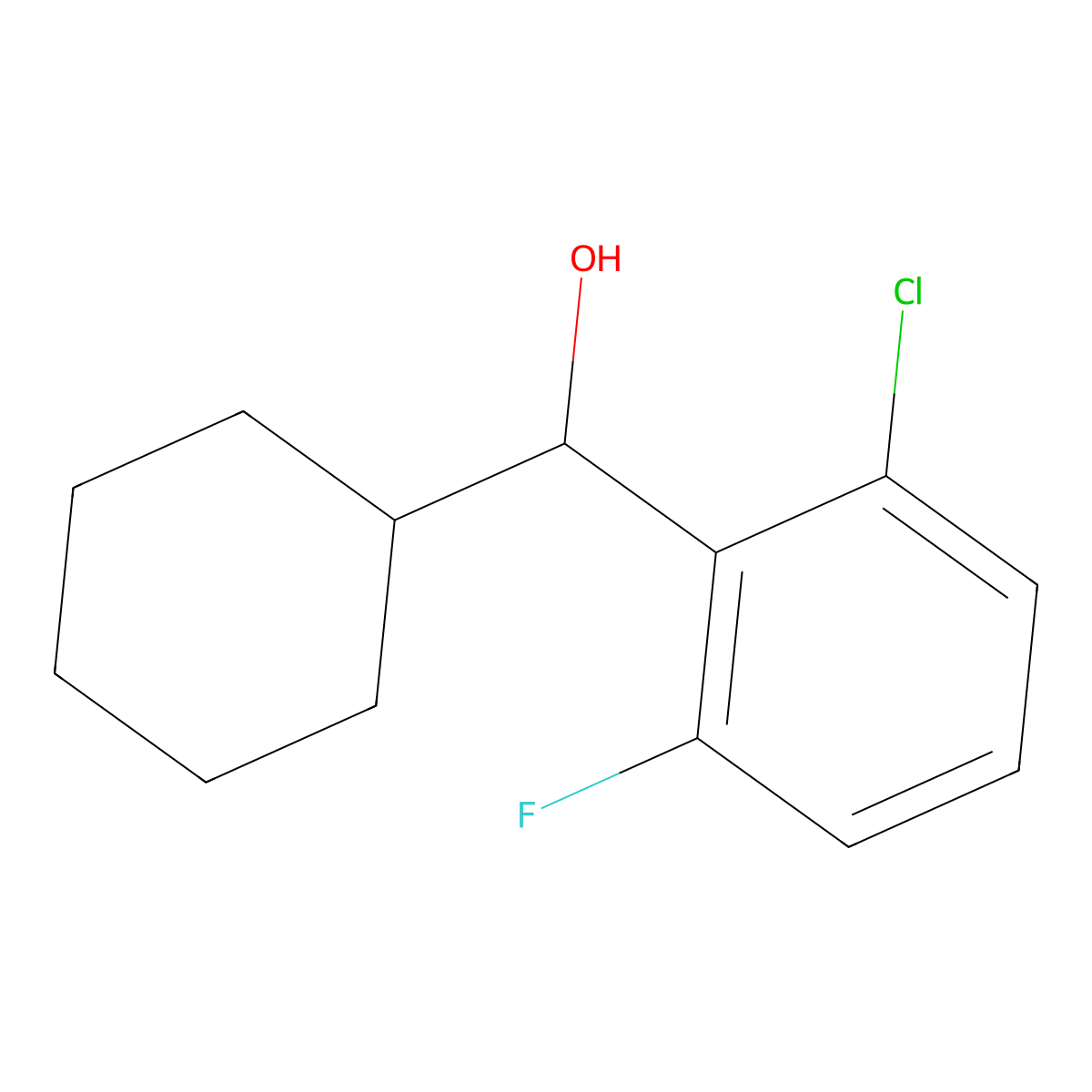 (2-Chloro-6-fluorophenyl)(cyclohexyl)methanol molecular structure, CAS 1226067-36-2