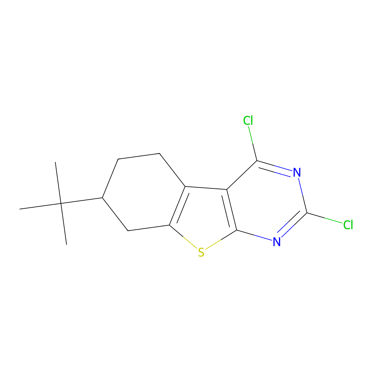 7-tert-Butyl-2,4-dichloro-5,6,7,8-tetrahydrobenzothieno[2,3-d]pyrimidine molecular structure, CAS 1226069-74-4
