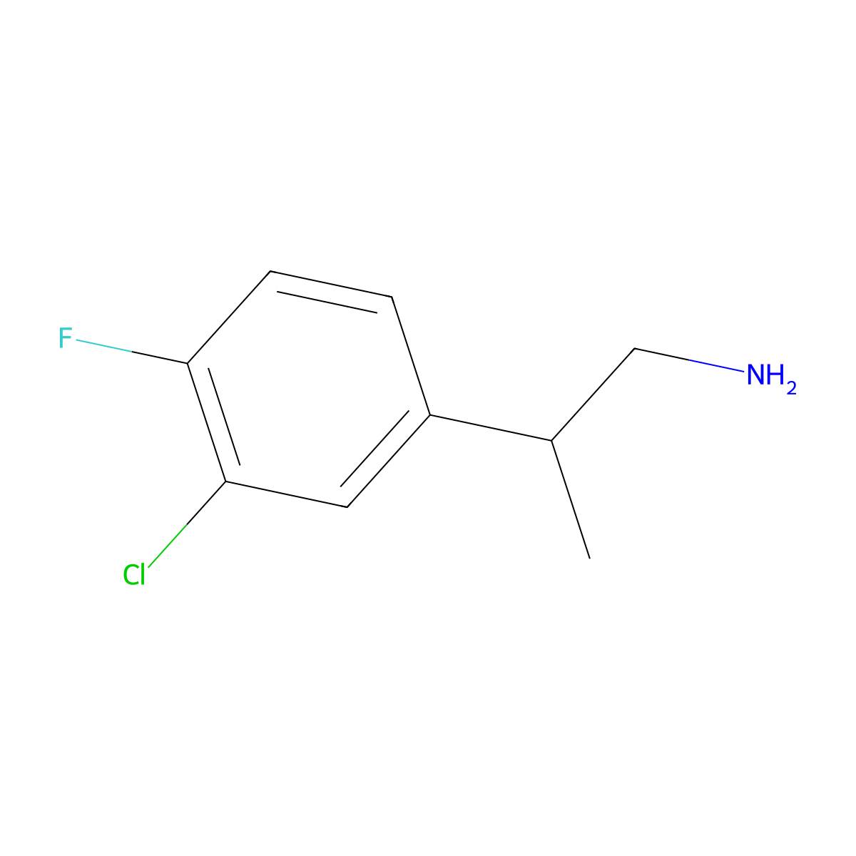 2-(3-Chloro-4-fluorophenyl)propan-1-amine molecular structure, CAS 1226089-42-4