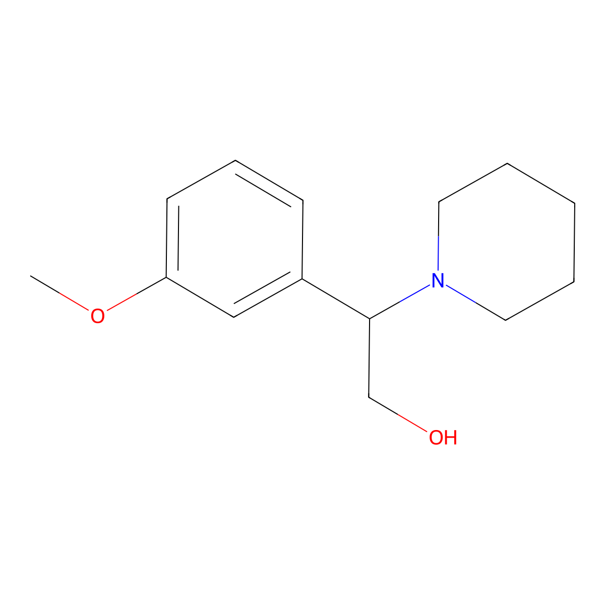2-(3-Methoxyphenyl)-2-(piperidin-1-yl)ethanol molecular structure, CAS 1226093-02-2
