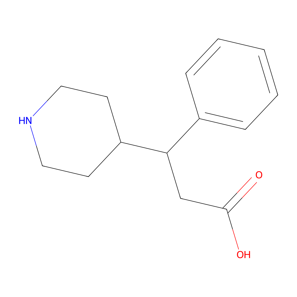 3-Phenyl-3-(piperidin-4-yl)propanoic acid molecular structure, CAS 1226099-79-1