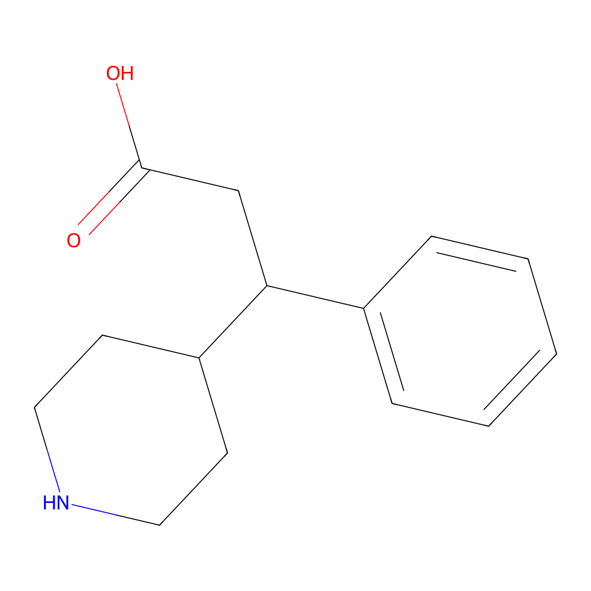 3-Phenyl-3-(piperidin-4-yl)propanoic acid molecular structure, CAS 1226099-79-1