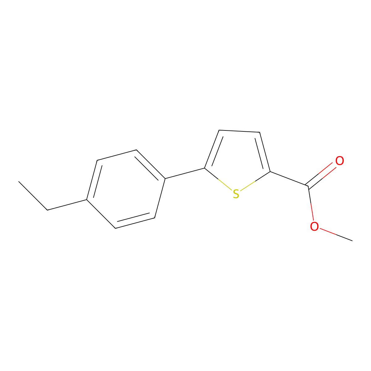 Methyl 5-(4-ethylphenyl)-2-thiophenecarboxylate molecular structure, CAS 1226100-87-3