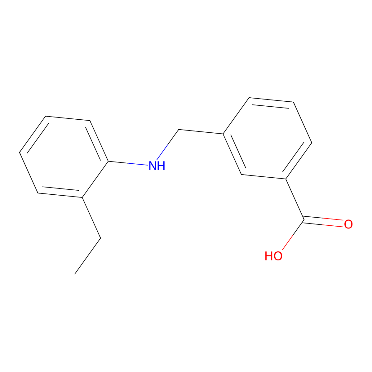 3-{[(2-Ethylphenyl)amino]methyl}benzoic acid molecular structure, CAS 1226109-81-4