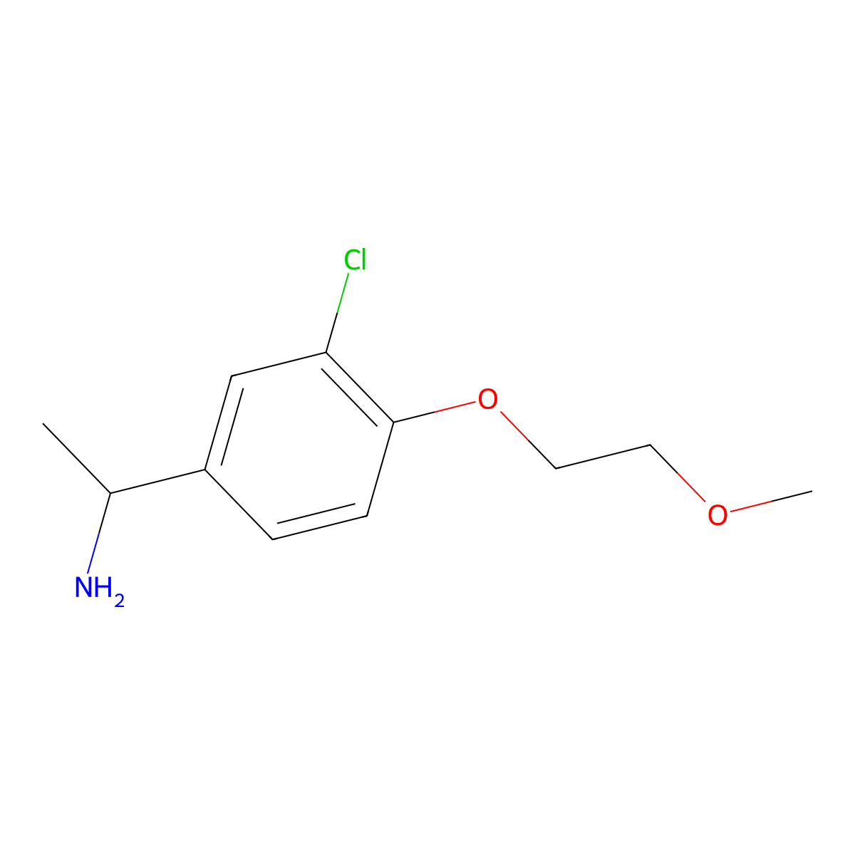 1-[3-Chloro-4-(2-methoxy-ethoxy)-phenyl]-ethylamine molecular structure, CAS 1226114-35-7