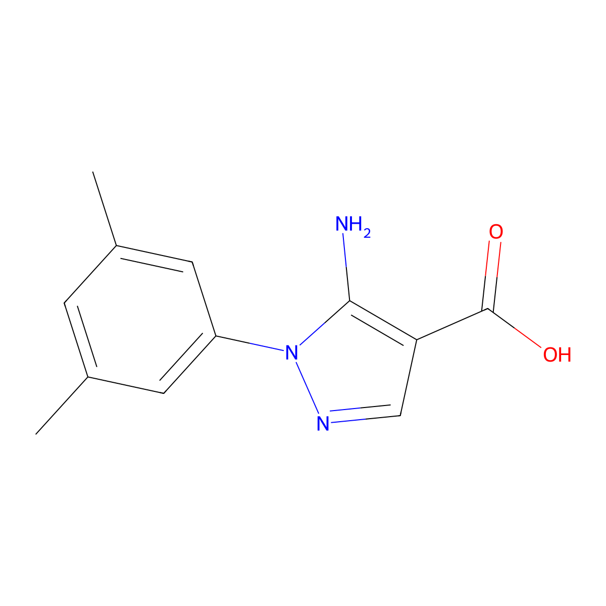 5-amino-1-(3,5-dimethylphenyl)-1H-pyrazole-4-carboxylic acid molecular structure, CAS 1226117-58-3