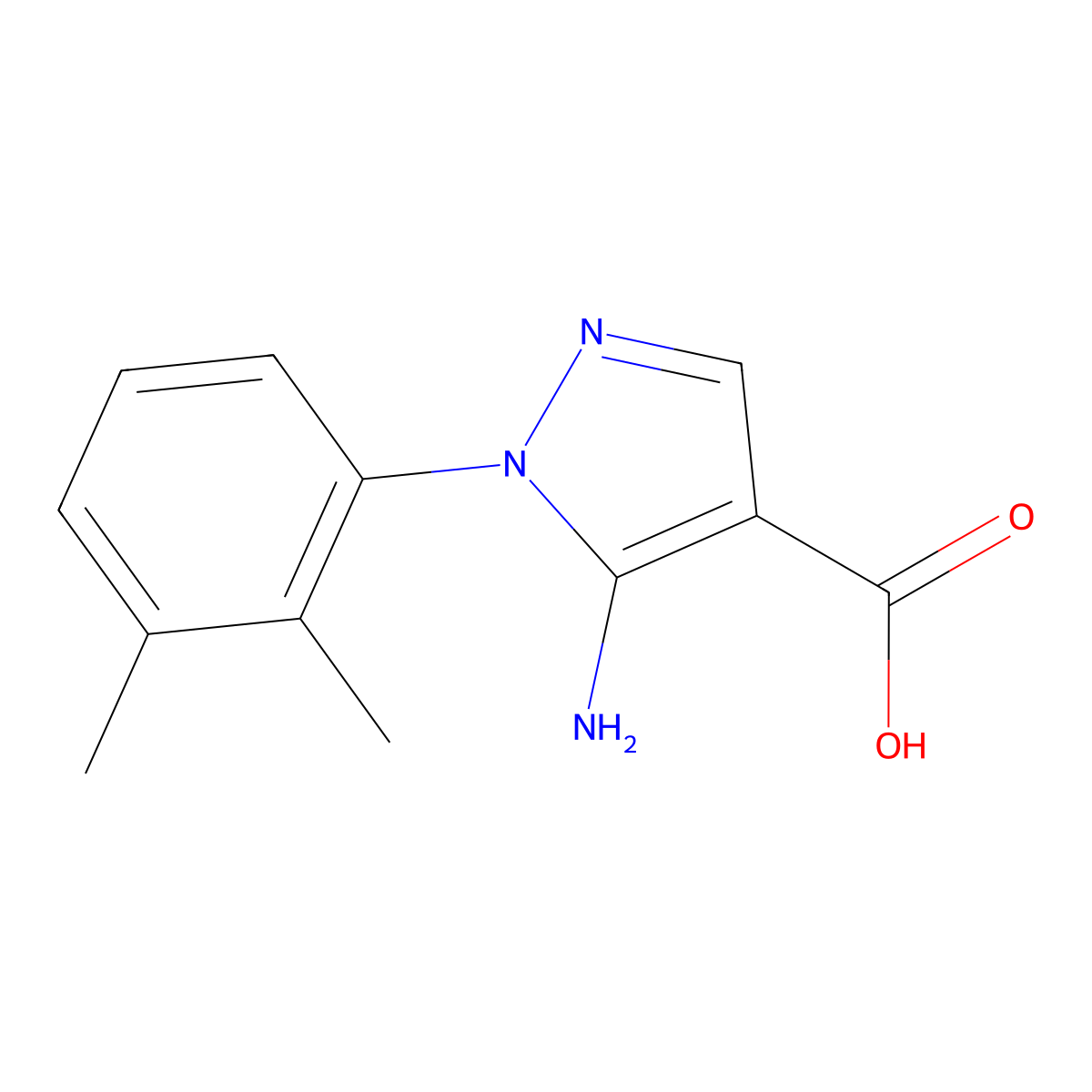 5-amino-1-(2,3-dimethylphenyl)-1H-pyrazole-4-carboxylic acid molecular structure, CAS 1226117-74-3