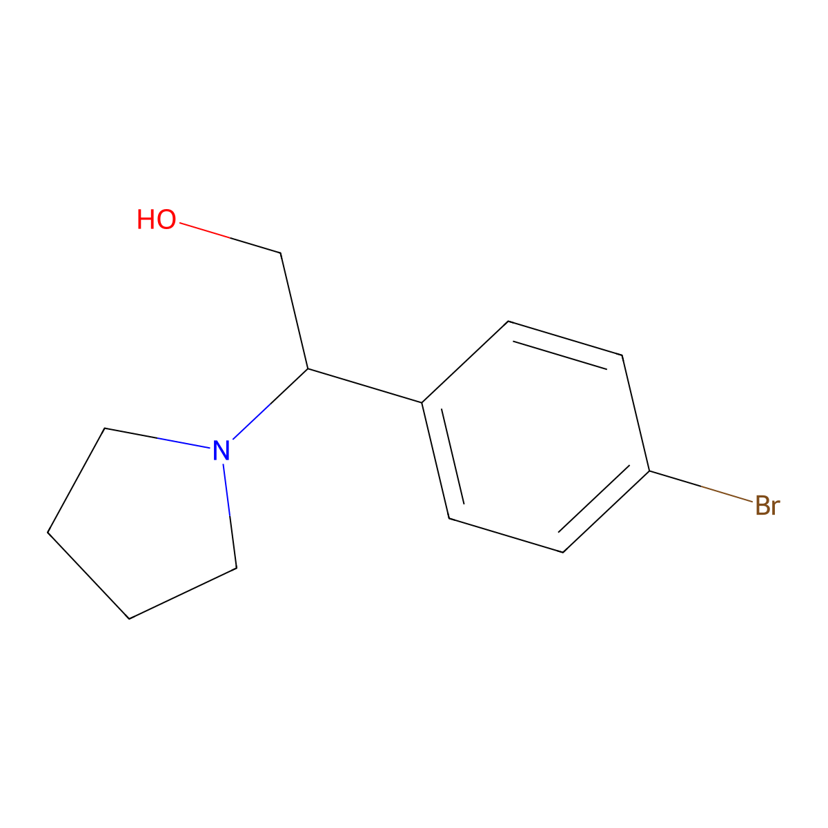 2-(4-Bromophenyl)-2-(pyrrolidin-1-yl)ethanol molecular structure, CAS 1226118-83-7
