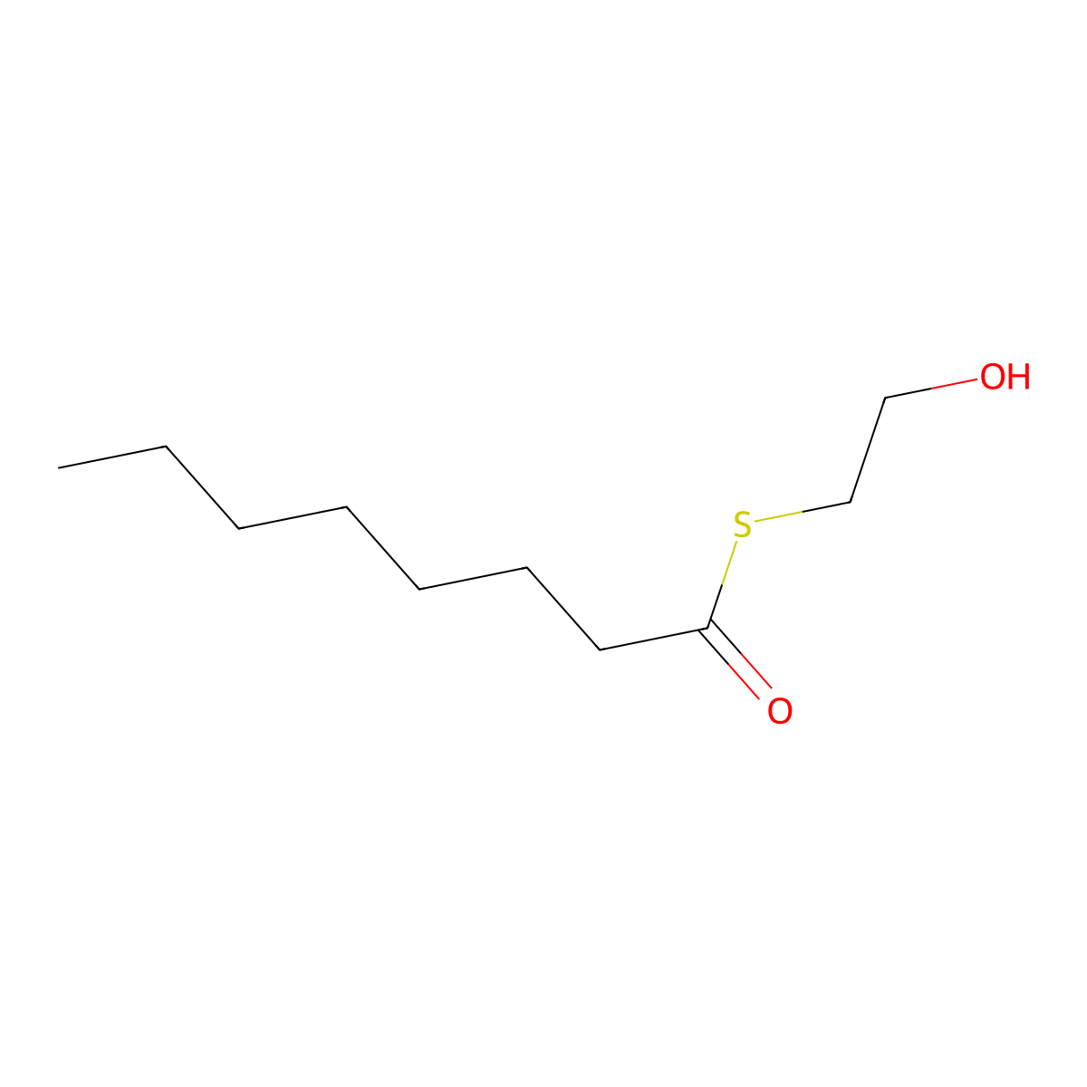Octanethioic acid S-(2-hydroxyethyl) ester molecular structure, CAS 122613-08-5