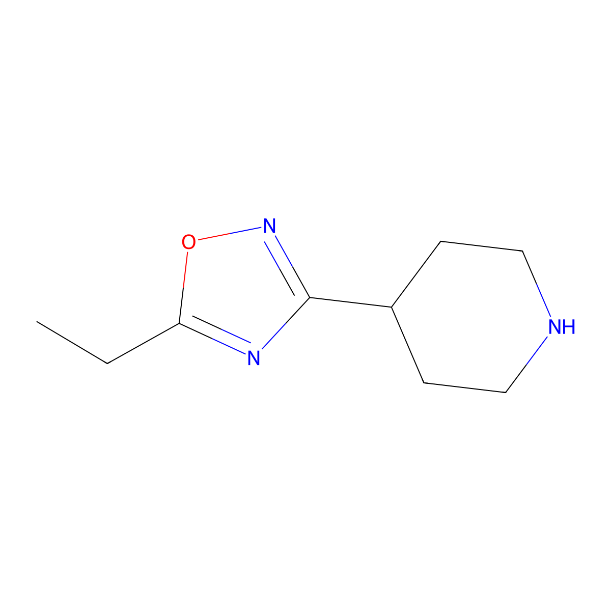 5-Ethyl-3-(piperidin-4-yl)-1,2,4-oxadiazole molecular structure, CAS 1226148-67-9