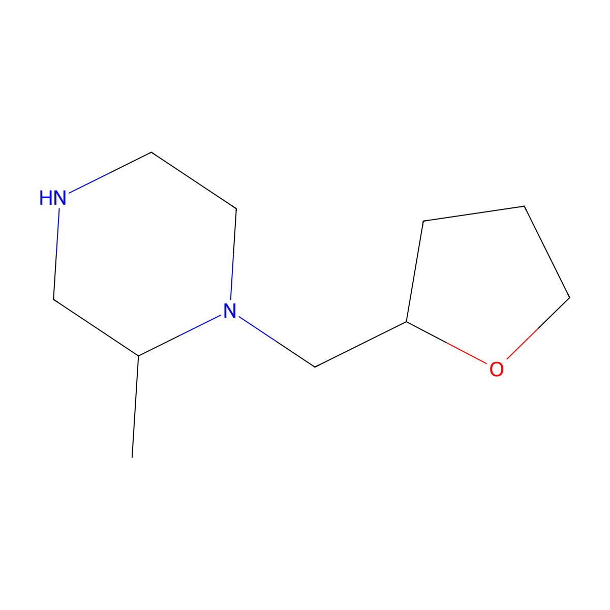2-Methyl-1-(oxolan-2-ylmethyl)piperazine molecular structure, CAS 1226158-97-9