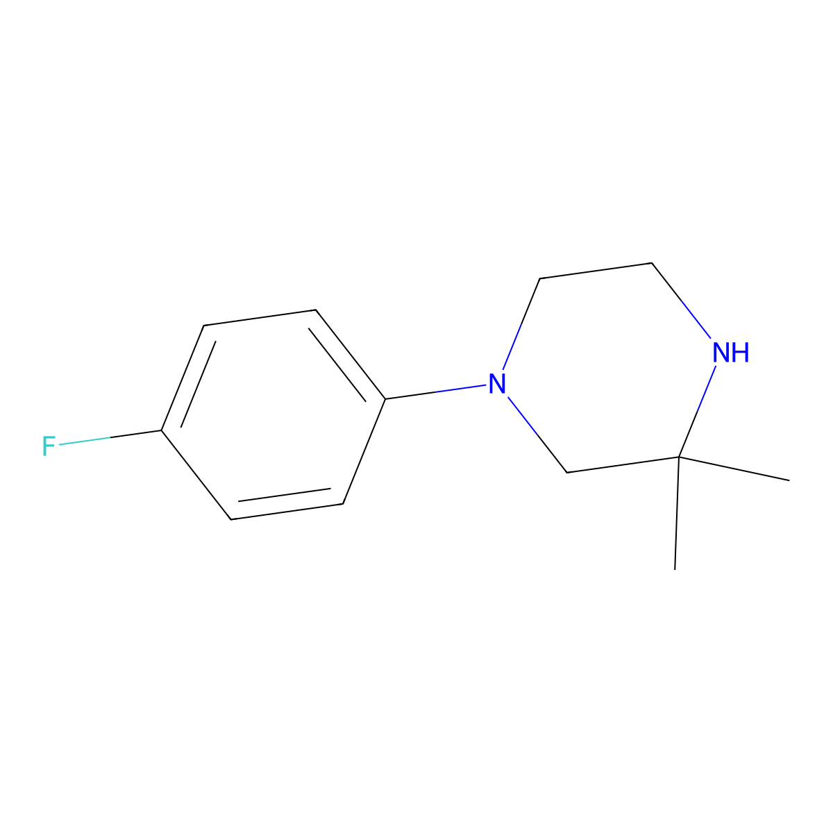 1-(4-Fluorophenyl)-3,3-dimethylpiperazine molecular structure, CAS 1226160-70-8