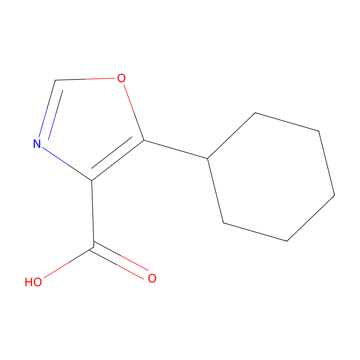 5-Cyclohexyloxazole-4-carboxylic acid molecular structure, CAS 1226165-87-2