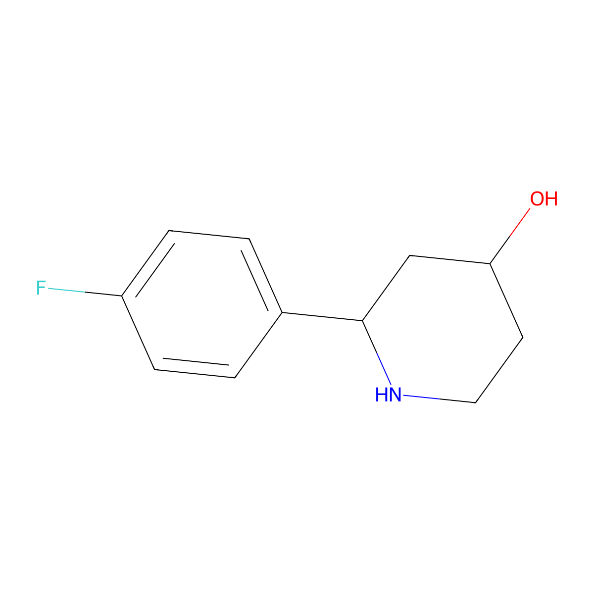2-(4-Fluorophenyl)piperidin-4-ol molecular structure, CAS 1226166-12-6
