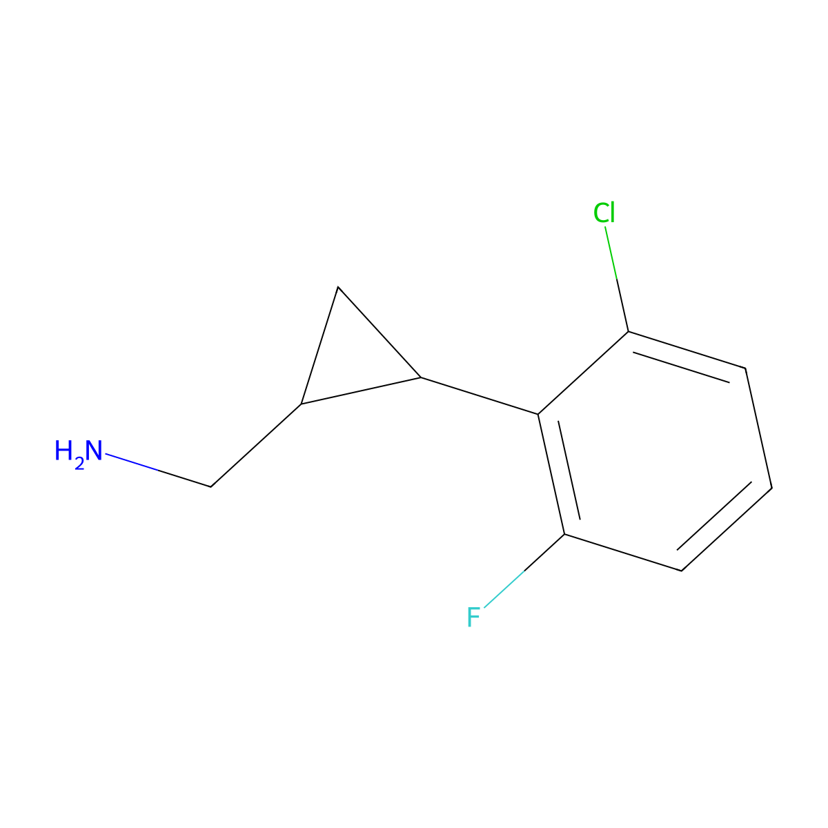 (2-(2-Chloro-6-fluorophenyl)cyclopropyl)methanamine molecular structure, CAS 1226166-56-8