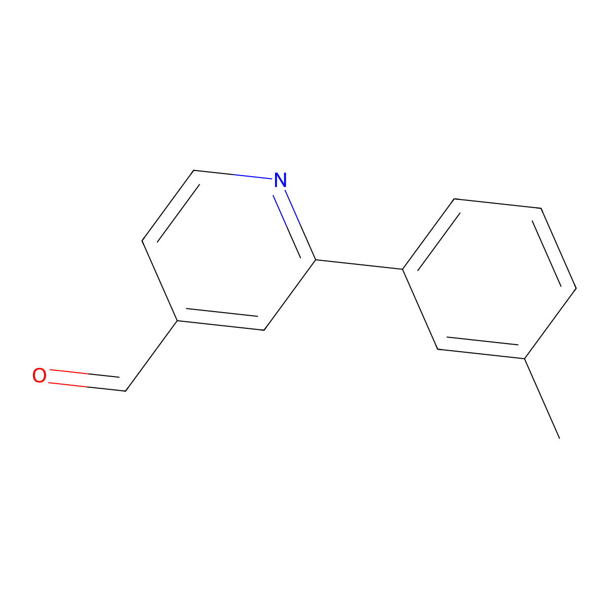 2-(3-Methylphenyl)-4-pyridinecarboxaldehyde molecular structure, CAS 1226166-74-0