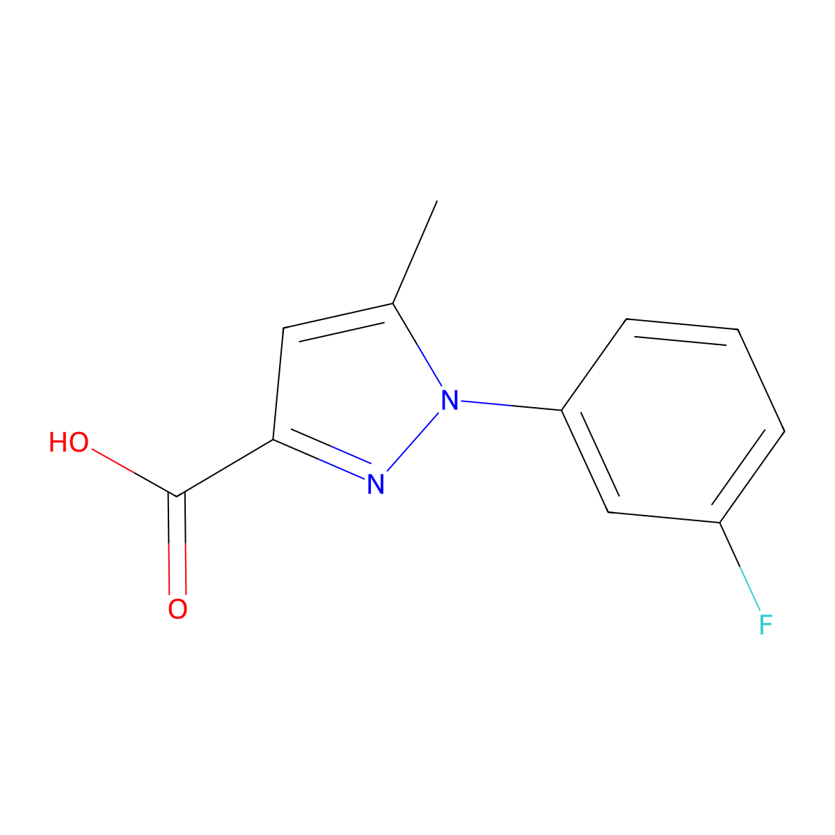 1-(3-fluorophenyl)-5-methyl-1H-pyrazole-3-carboxylic acid molecular structure, CAS 1226167-76-5