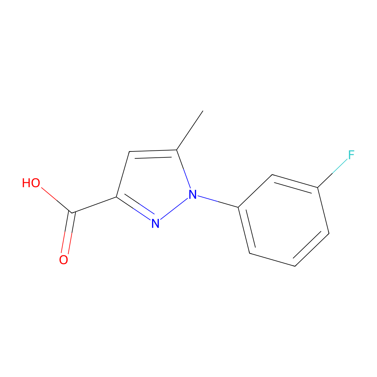 1-(3-fluorophenyl)-5-methyl-1H-pyrazole-3-carboxylic acid molecular structure, CAS 1226167-76-5