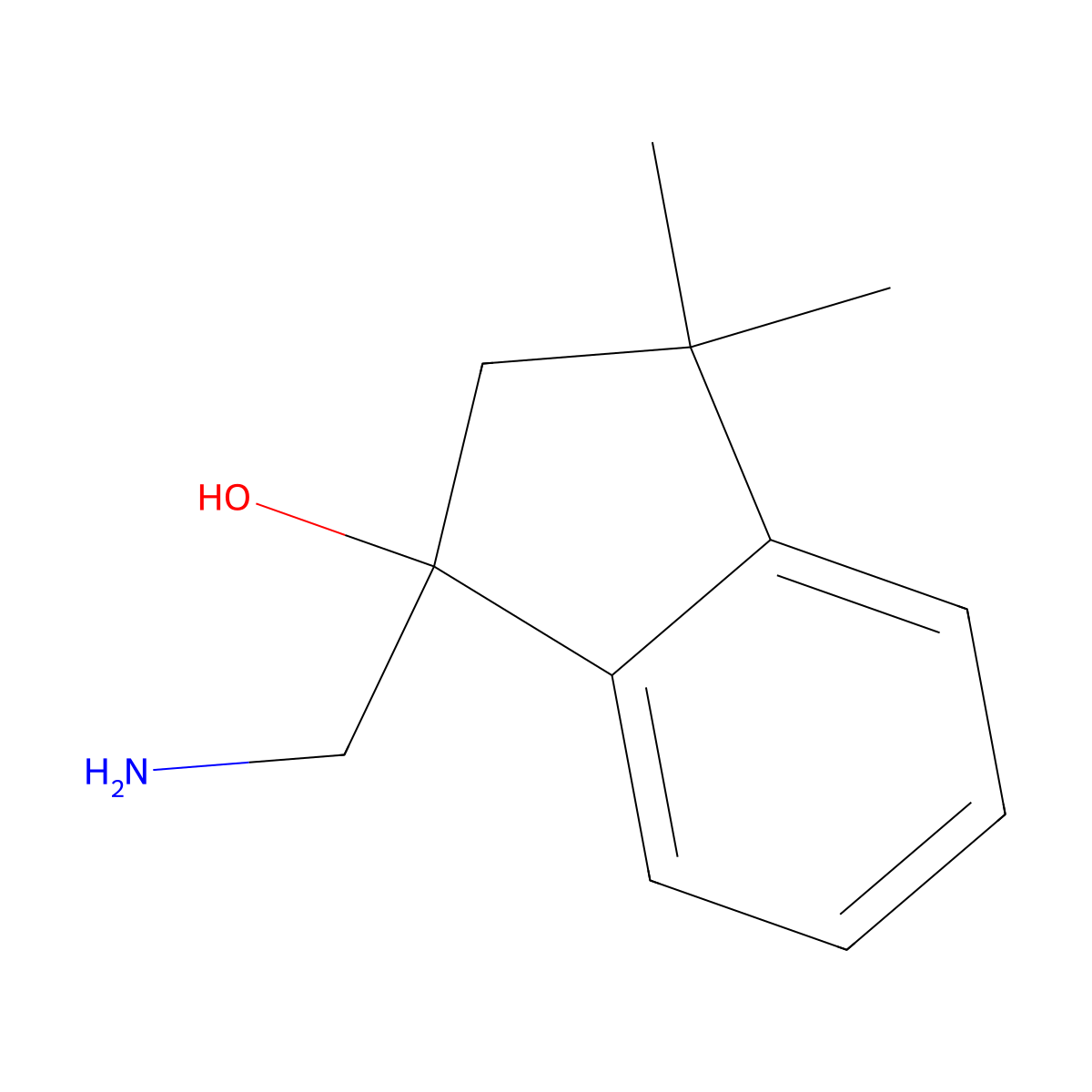 1-(aminomethyl)-3,3-dimethyl-2H-inden-1-ol molecular structure, CAS 1226174-62-4