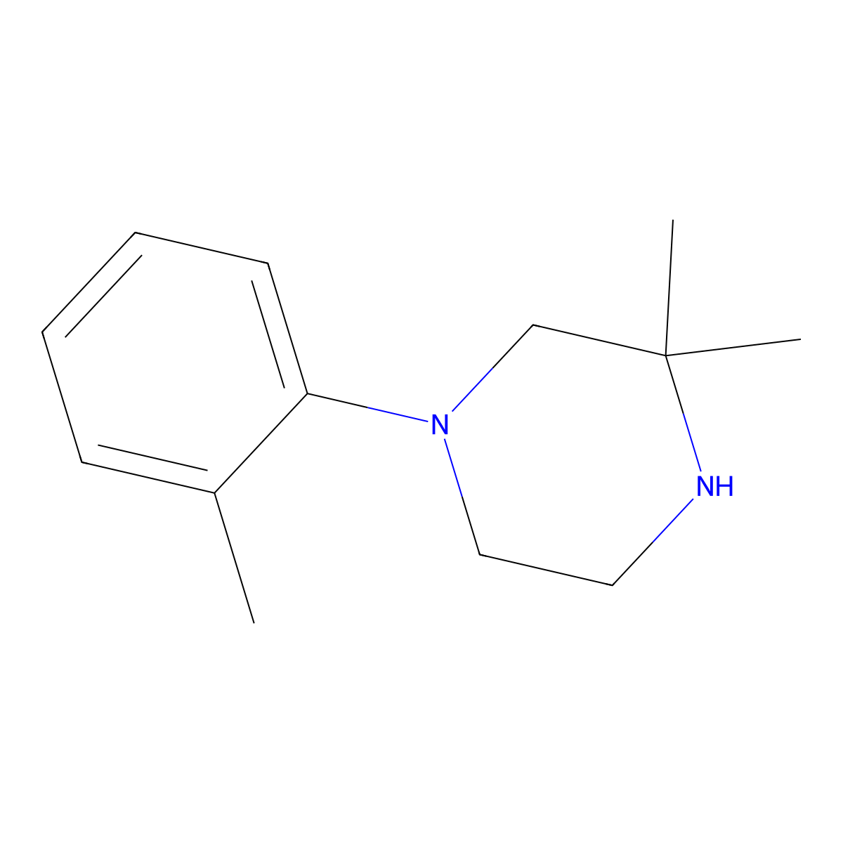 3,3-Dimethyl-1-(2-methylphenyl)piperazine molecular structure, CAS 1226177-20-3