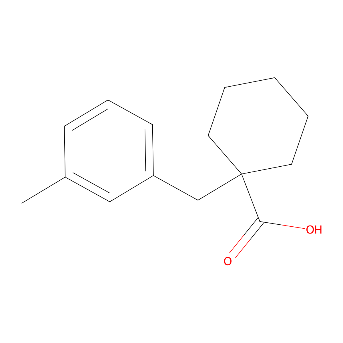 1-((3-Methylphenyl)methyl)cyclohexane-1-carboxylic acid molecular structure, CAS 1226183-56-7