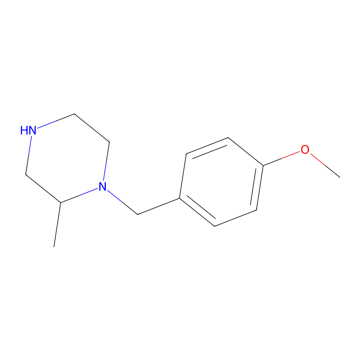 1-(4-Methoxybenzyl)-2-methylpiperazine molecular structure, CAS 1226185-59-6