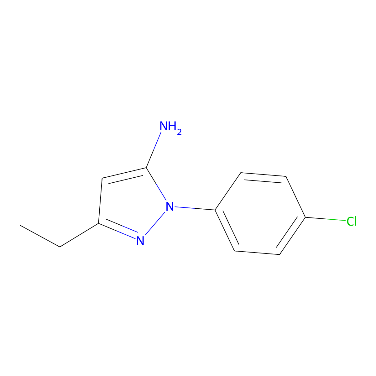 1-(4-Chlorophenyl)-3-ethyl-1H-pyrazol-5-amine molecular structure, CAS 1226186-68-0