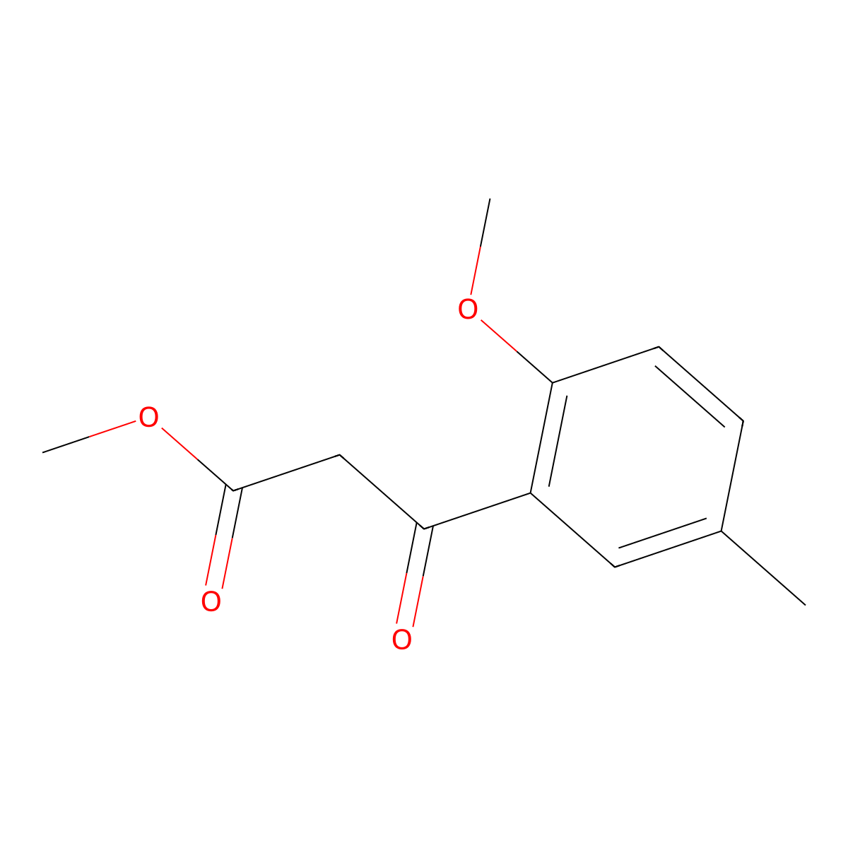 Methyl 3-(2-methoxy-5-methylphenyl)-3-oxopropanoate molecular structure, CAS 1226187-06-9