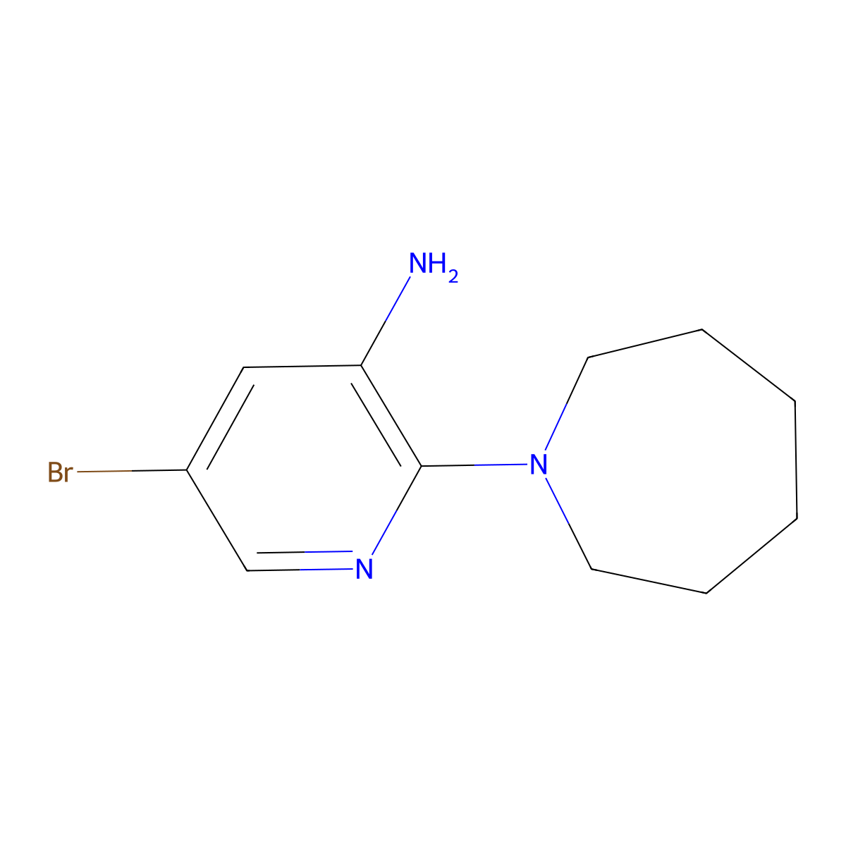 2-(Azepan-1-yl)-5-bromopyridin-3-amine molecular structure, CAS 1226192-85-3