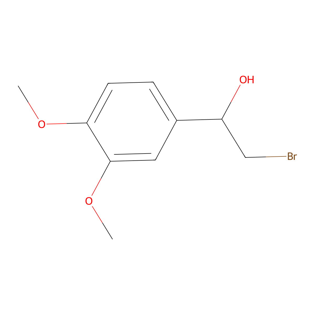 2-Bromo-1-(3,4-dimethoxyphenyl)ethan-1-ol molecular structure, CAS 1226201-64-4