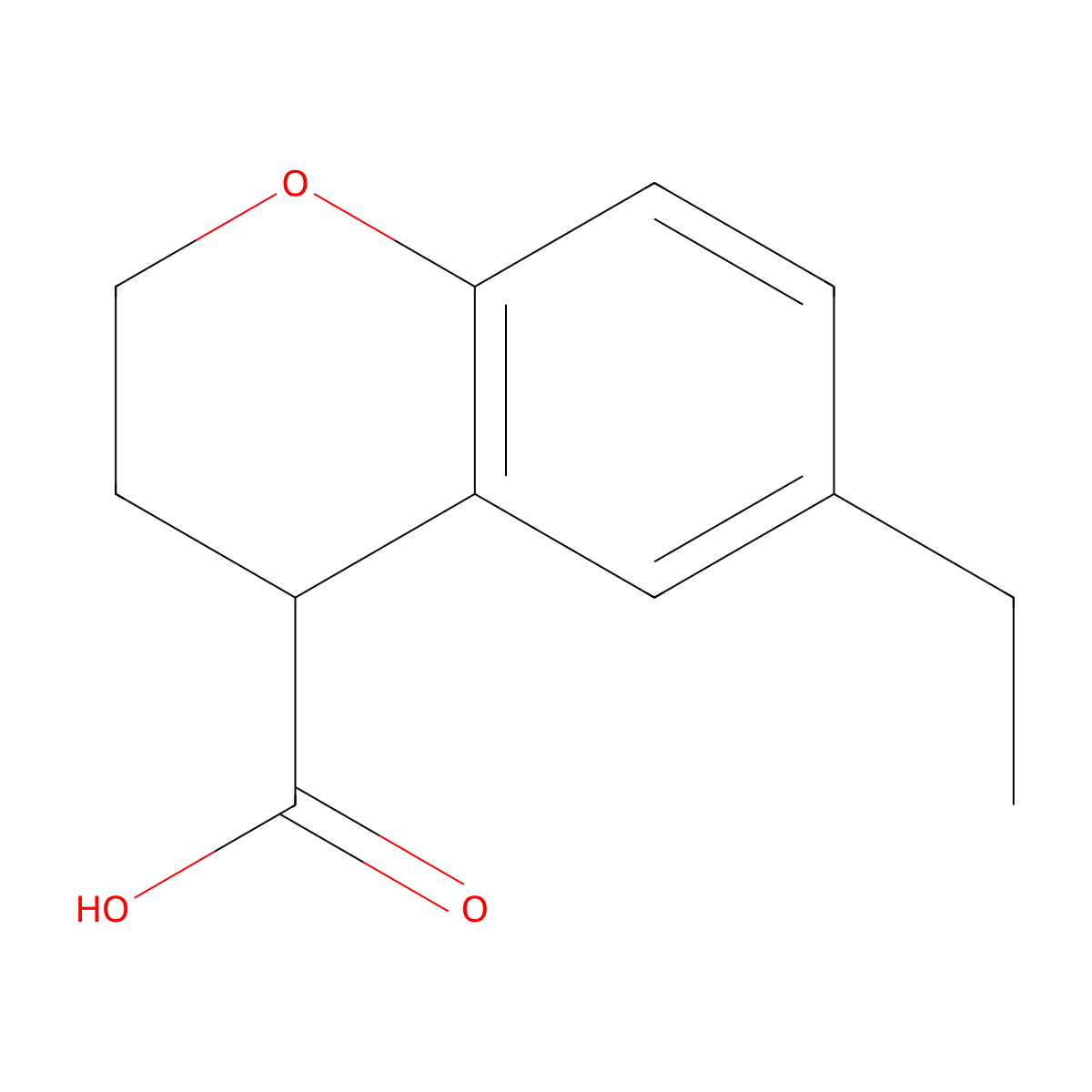 6-Ethyl-3,4-dihydro-2H-1-benzopyran-4-carboxylic acid molecular structure, CAS 1226202-86-3