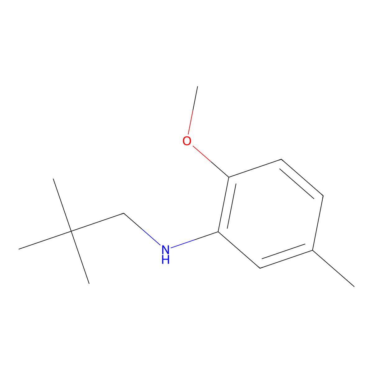 N-(2,2-dimethylpropyl)-2-methoxy-5-methylaniline molecular structure, CAS 1226203-82-2