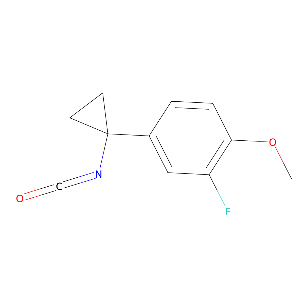 2-Fluoro-4-(1-isocyanatocyclopropyl)-1-methoxybenzene molecular structure, CAS 1226204-44-9