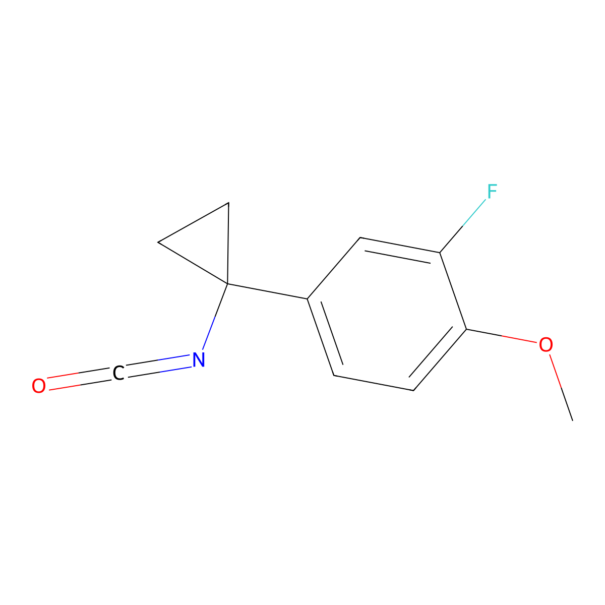 2-Fluoro-4-(1-isocyanatocyclopropyl)-1-methoxybenzene molecular structure, CAS 1226204-44-9
