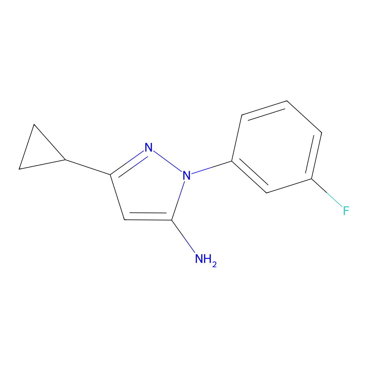 3-Cyclopropyl-1-(3-fluorophenyl)-1H-pyrazol-5-amine molecular structure, CAS 1226209-98-8