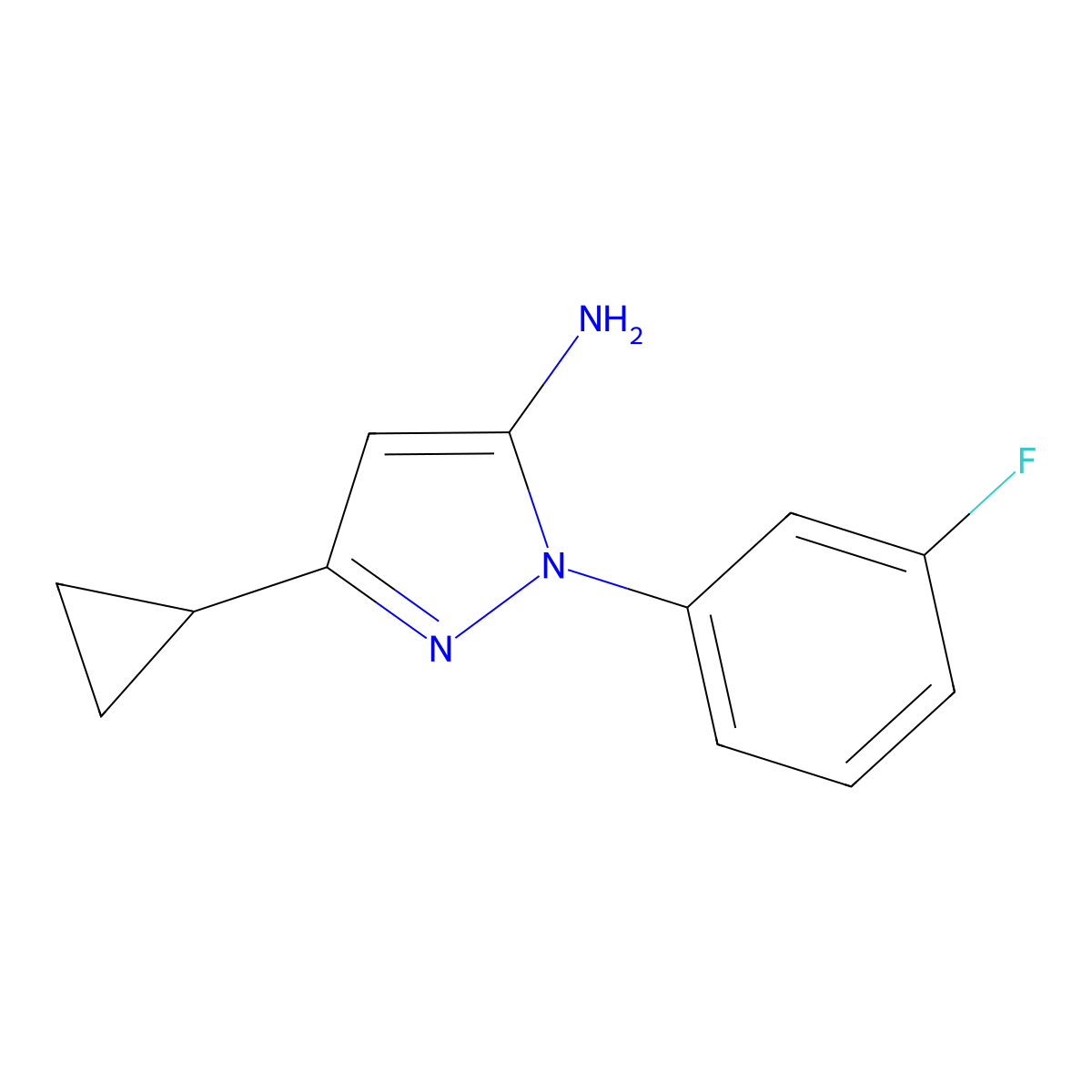3-Cyclopropyl-1-(3-fluorophenyl)-1H-pyrazol-5-amine molecular structure, CAS 1226209-98-8