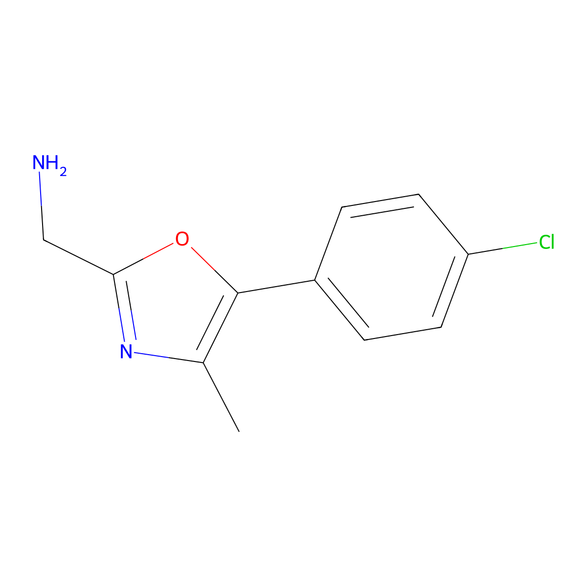 [5-(4-Chlorophenyl)-4-methyl-1,3-oxazol-2-yl]methanamine molecular structure, CAS 1226210-63-4