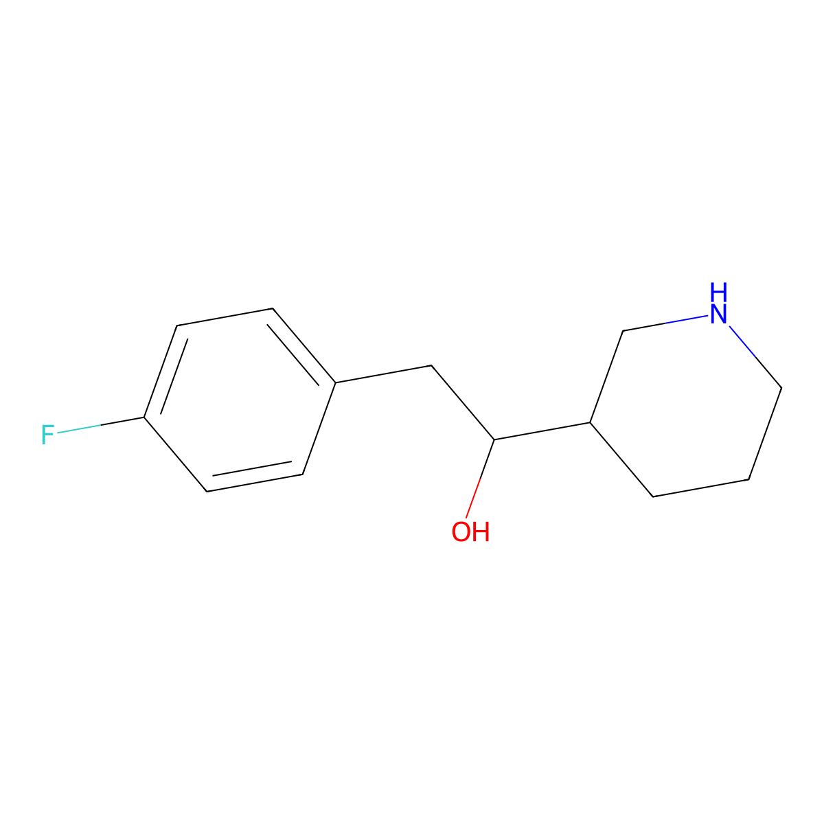 2-(4-Fluorophenyl)-1-(piperidin-3-yl)ethan-1-ol molecular structure, CAS 1226212-74-3