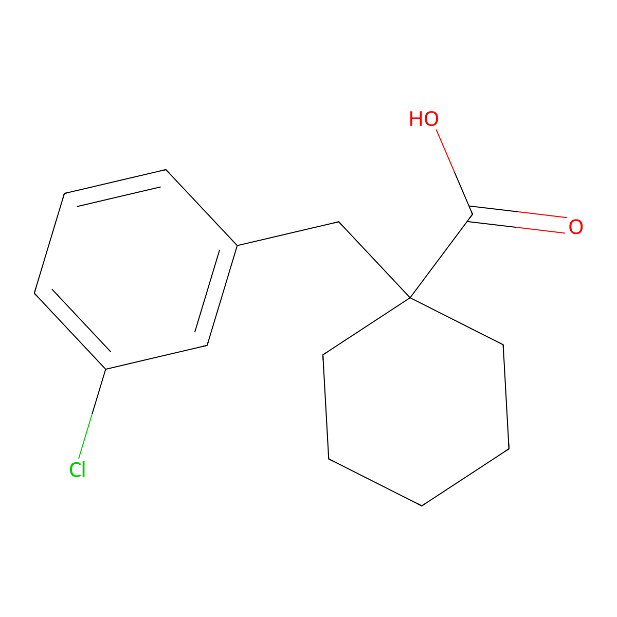 1-((3-Chlorophenyl)methyl)cyclohexane-1-carboxylic acid molecular structure, CAS 1226226-33-0