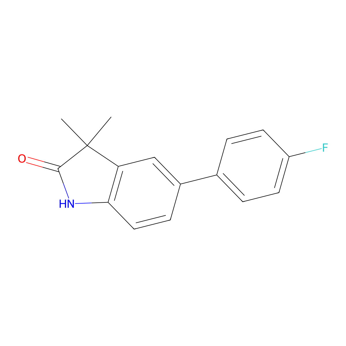 5-(4-Fluorophenyl)-3,3-Dimethyl-Indolin-2-One molecular structure, CAS 1226227-59-3